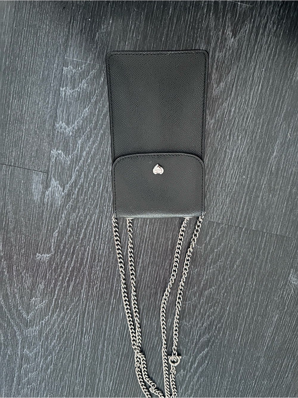 Coach Black Leather Phone Crossbody Chain Wallet Hearts - Picture 4 of 9